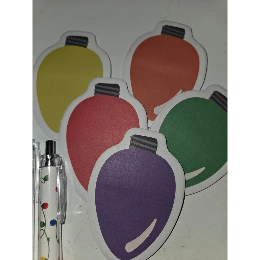 6 Pack Coworker Christmas Gift Set Pens Sticky Notes Tags Organza Bags Holiday